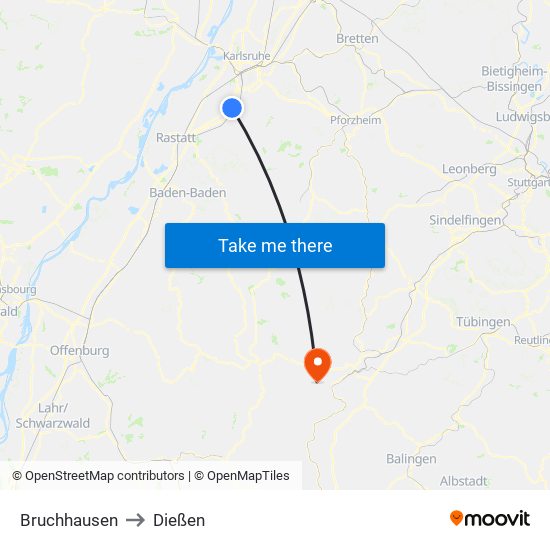 Bruchhausen to Dießen map