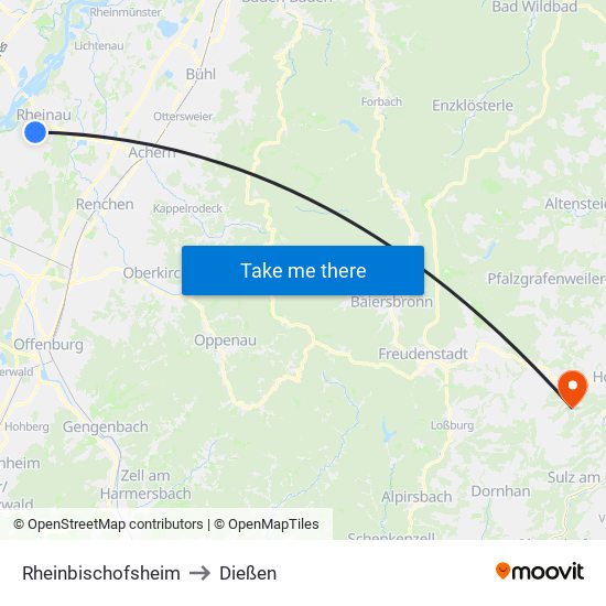 Rheinbischofsheim to Dießen map