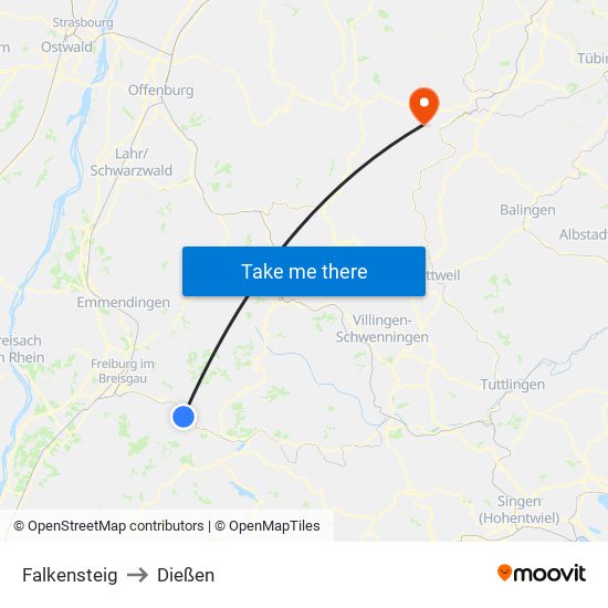 Falkensteig to Dießen map
