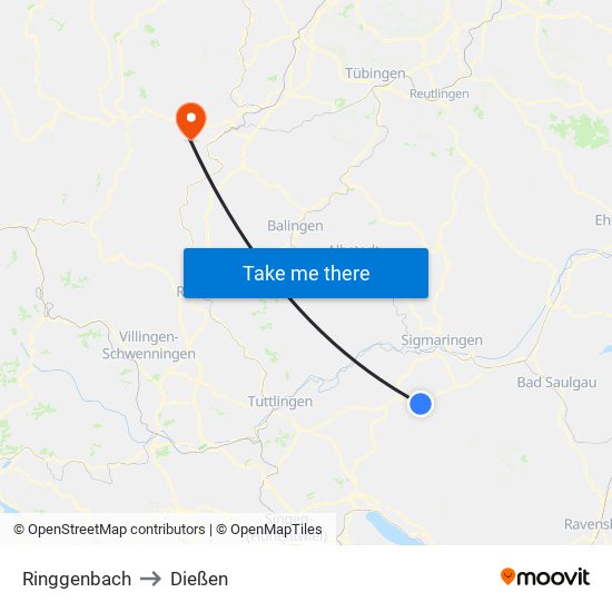 Ringgenbach to Dießen map