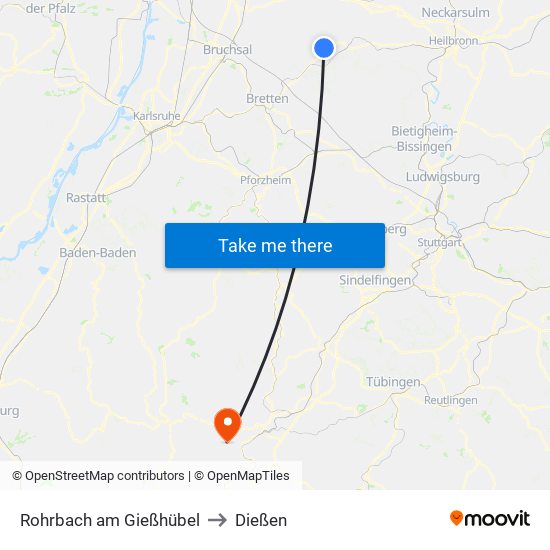 Rohrbach am Gießhübel to Dießen map