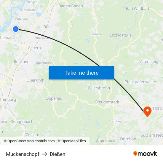 Muckenschopf to Dießen map