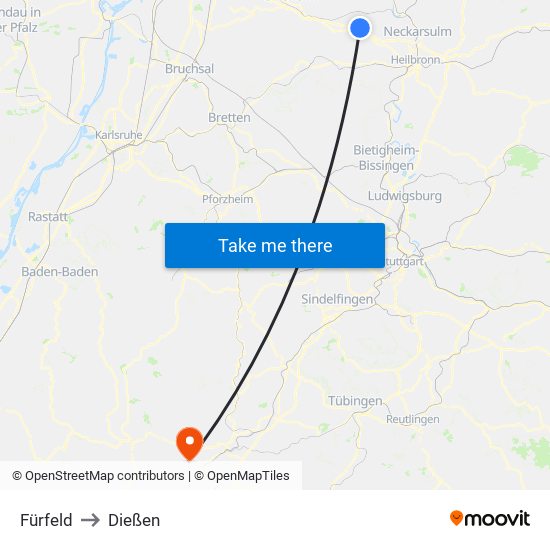 Fürfeld to Dießen map