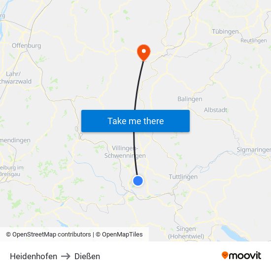 Heidenhofen to Dießen map