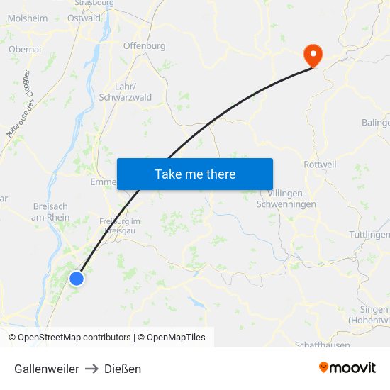 Gallenweiler to Dießen map