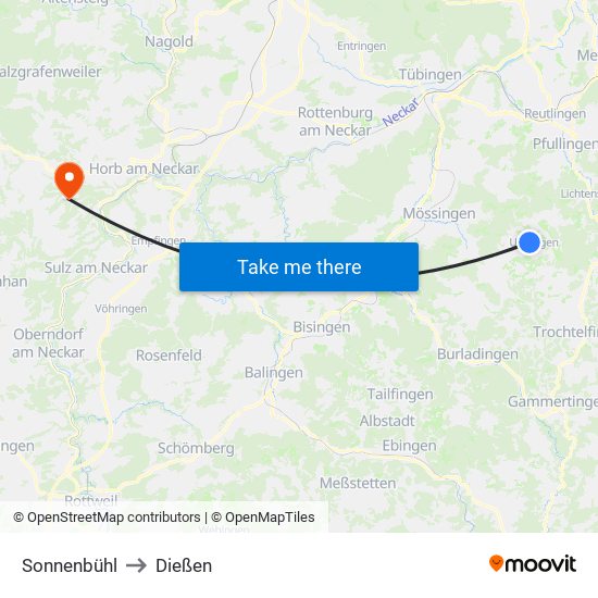Sonnenbühl to Dießen map