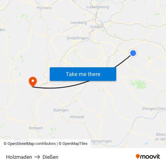 Holzmaden to Dießen map