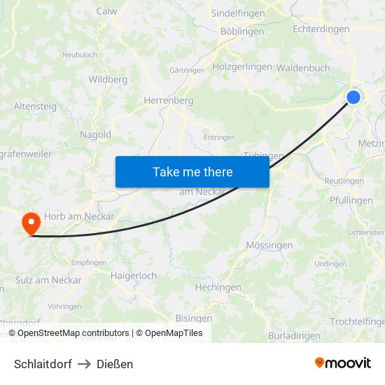 Schlaitdorf to Dießen map