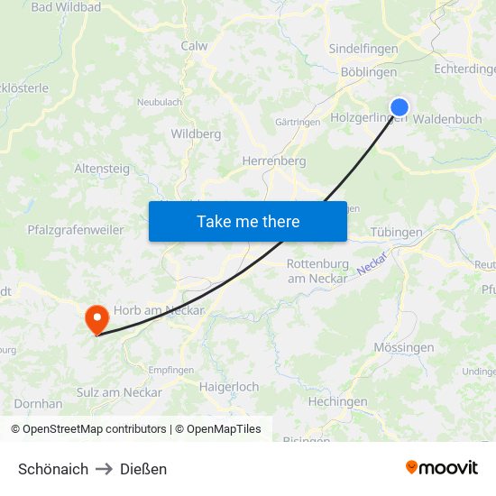 Schönaich to Dießen map