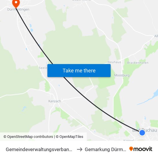 Gemeindeverwaltungsverband Bad Buchau to Gemarkung Dürmentingen map