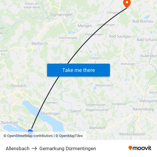 Allensbach to Gemarkung Dürmentingen map