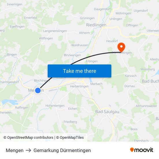 Mengen to Gemarkung Dürmentingen map