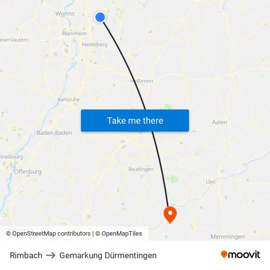 Rimbach to Gemarkung Dürmentingen map