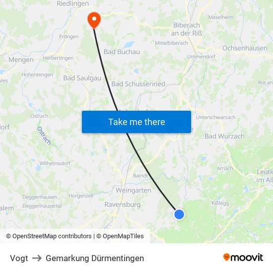 Vogt to Gemarkung Dürmentingen map