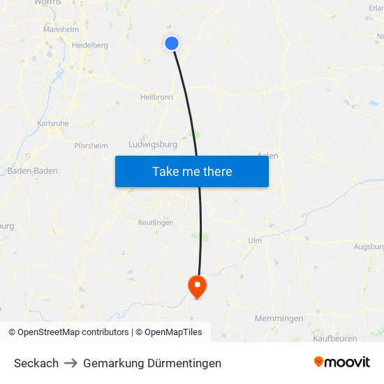 Seckach to Gemarkung Dürmentingen map
