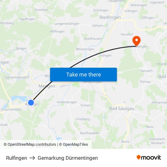 Rulfingen to Gemarkung Dürmentingen map