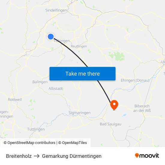 Breitenholz to Gemarkung Dürmentingen map