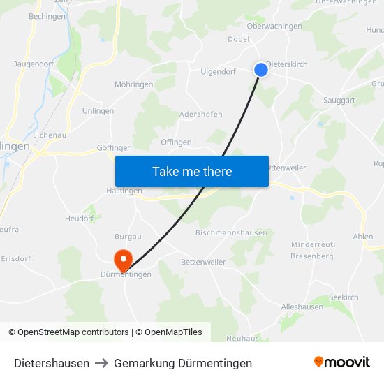 Dietershausen to Gemarkung Dürmentingen map