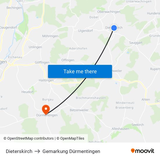 Dieterskirch to Gemarkung Dürmentingen map