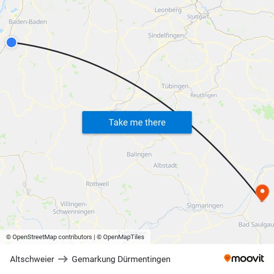 Altschweier to Gemarkung Dürmentingen map