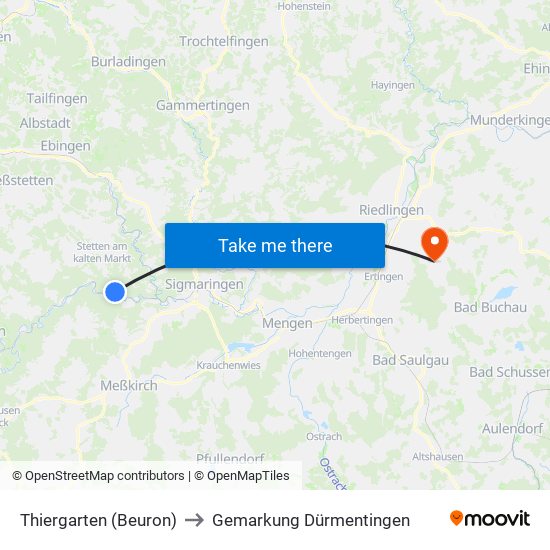 Thiergarten (Beuron) to Gemarkung Dürmentingen map
