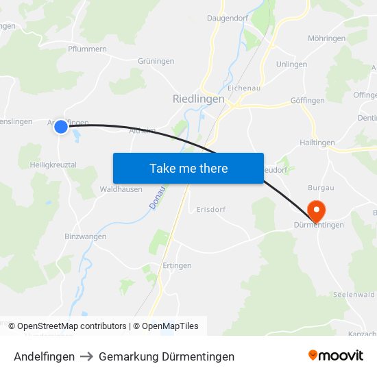 Andelfingen to Gemarkung Dürmentingen map