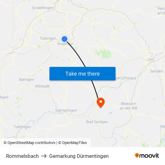 Rommelsbach to Gemarkung Dürmentingen map