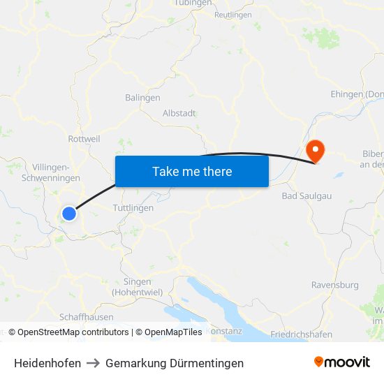 Heidenhofen to Gemarkung Dürmentingen map