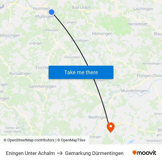 Eningen Unter Achalm to Gemarkung Dürmentingen map