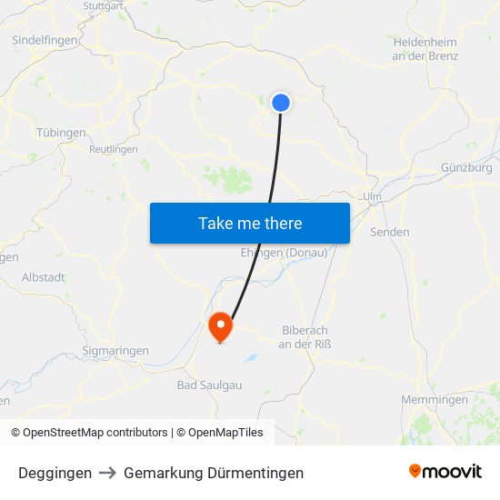 Deggingen to Gemarkung Dürmentingen map