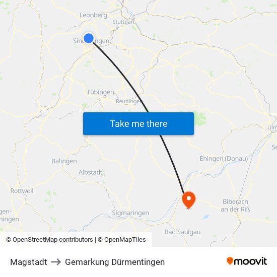 Magstadt to Gemarkung Dürmentingen map