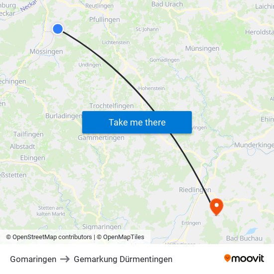 Gomaringen to Gemarkung Dürmentingen map