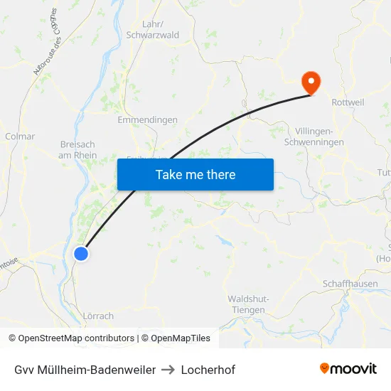 Gvv Müllheim-Badenweiler to Locherhof map