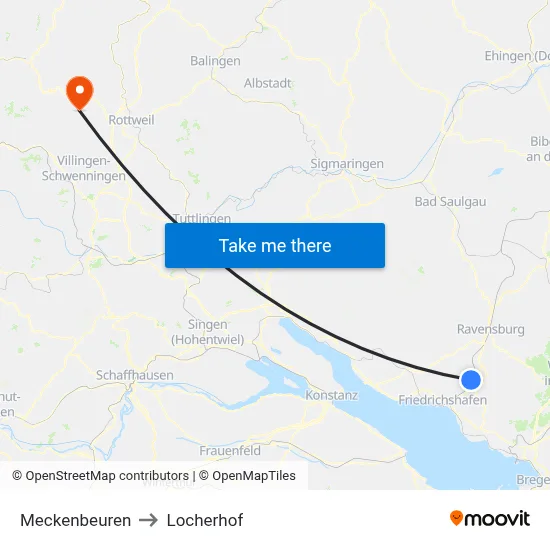 Meckenbeuren to Locherhof map