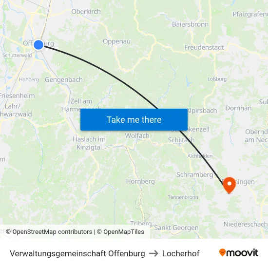 Verwaltungsgemeinschaft Offenburg to Locherhof map