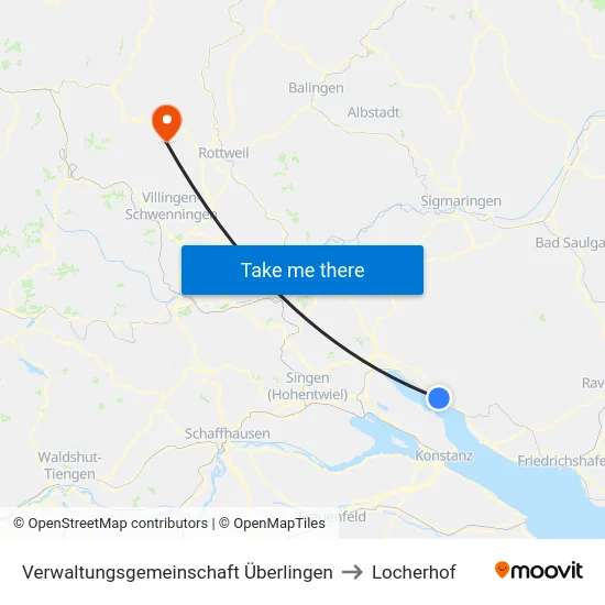 Verwaltungsgemeinschaft Überlingen to Locherhof map