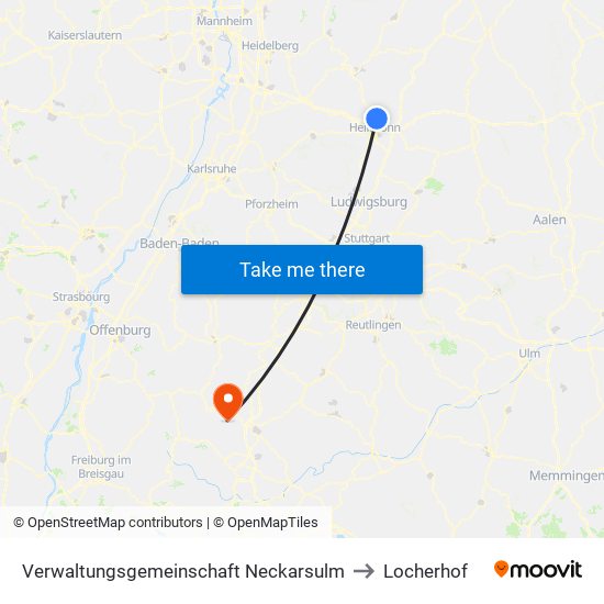 Verwaltungsgemeinschaft Neckarsulm to Locherhof map