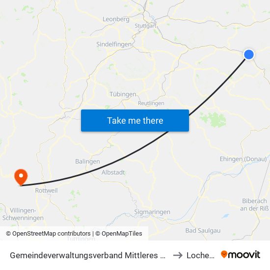 Gemeindeverwaltungsverband Mittleres Fils-Lautertal to Locherhof map