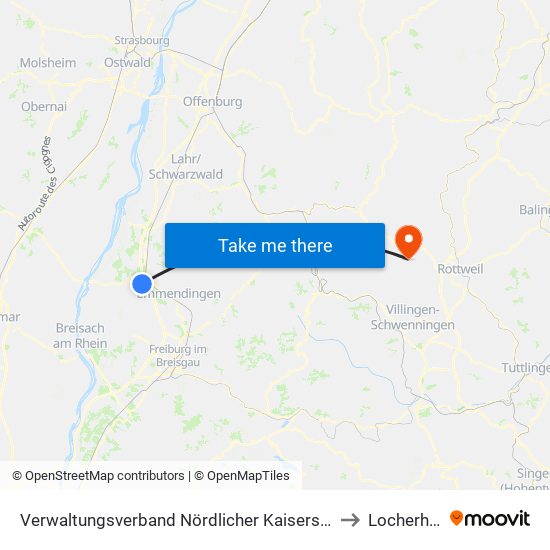 Verwaltungsverband Nördlicher Kaiserstuhl to Locherhof map