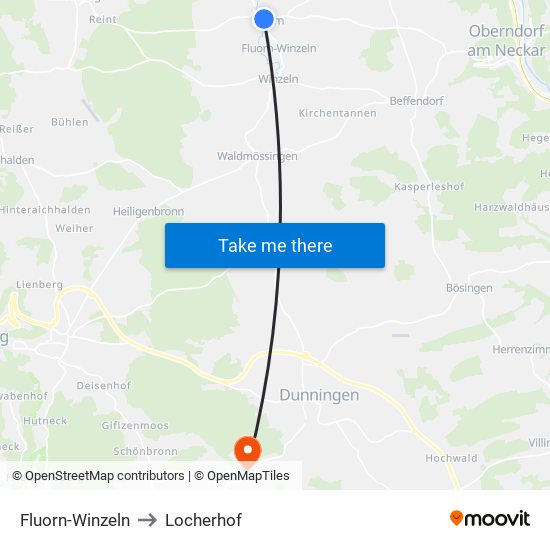 Fluorn-Winzeln to Locherhof map