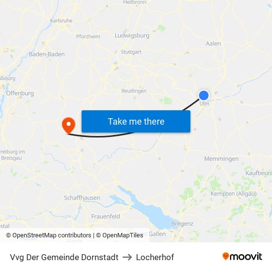 Vvg Der Gemeinde Dornstadt to Locherhof map