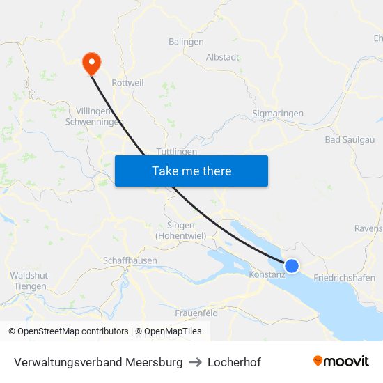 Verwaltungsverband Meersburg to Locherhof map