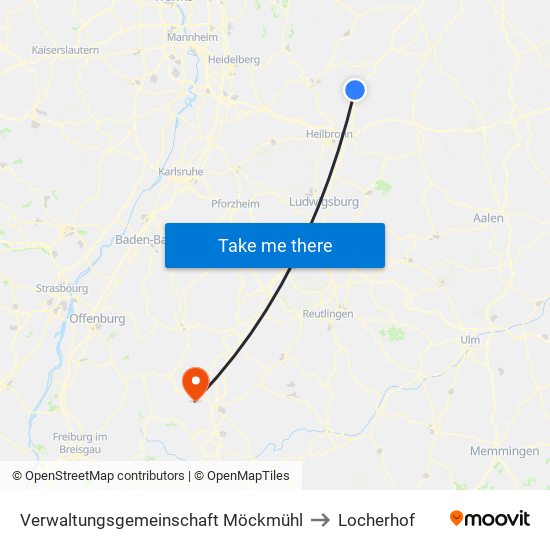 Verwaltungsgemeinschaft Möckmühl to Locherhof map