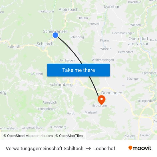 Verwaltungsgemeinschaft Schiltach to Locherhof map