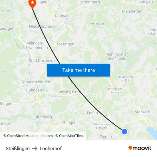Steißlingen to Locherhof map
