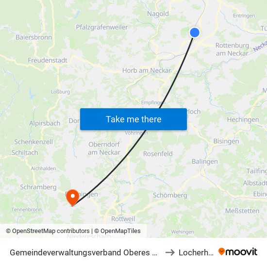 Gemeindeverwaltungsverband Oberes Gäu to Locherhof map