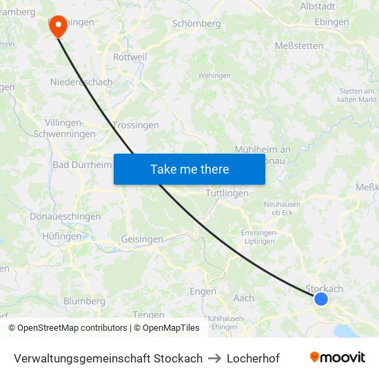 Verwaltungsgemeinschaft Stockach to Locherhof map