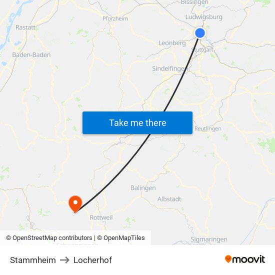 Stammheim to Locherhof map