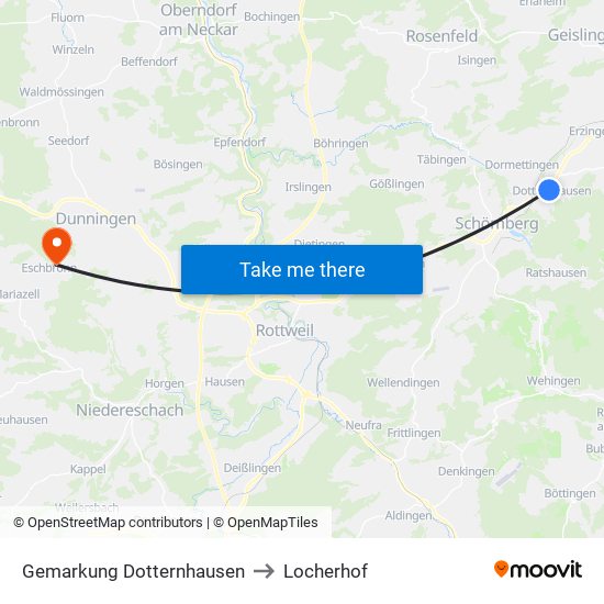 Gemarkung Dotternhausen to Locherhof map