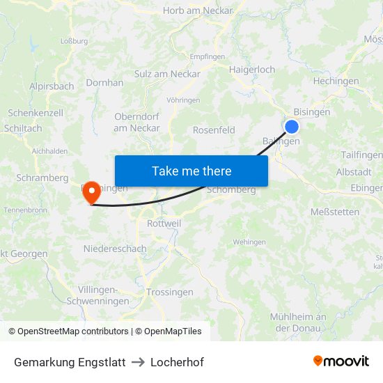 Gemarkung Engstlatt to Locherhof map